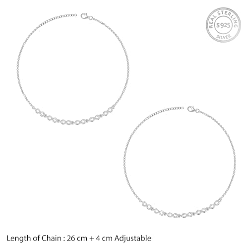 Image of GIVA 925 Silver Infinite Joy Anklet,Single | Anklets for Women and Girls | With Certificate of Authenticity and 925 Stamp | 6 Months Warranty