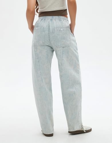 Kedera Women's Baggy Barrel Jeans Wide Leg Boyfriend Low Rise Elastic Waist Denim Pants Y2K Trousers4