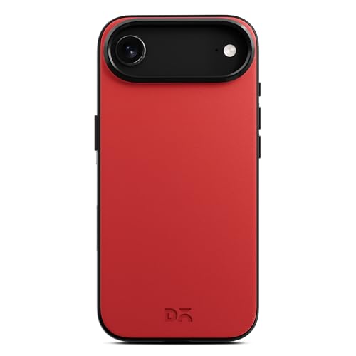 Image of DailyObjects Leatherite Case for iPhone Air Compatible with MagSafe Wireless Charging | Crimson-Grey Hybrid Magnetic Back Cover