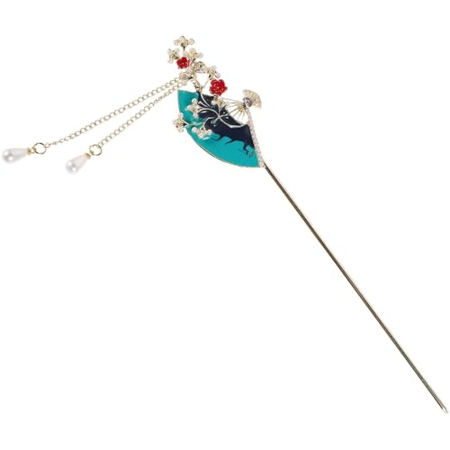 CHICAMPERA 扇子流蘇髪簪 和装髪飾り ハンフ伝統髪留め 軽量手作りヘアピン 婚礼や普段使いのまとめ髪用女性向け