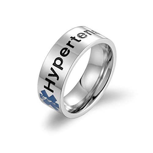 Oriti Rings with Hypertension Emergency Medical Alert Size 12#