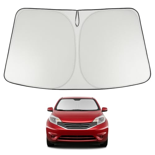 Image of Proadsy 2026 Upgrade Windshield Sun Shade Custom Fit 2012-2018 Nissan Versa Foldable Front Sunshade Protector Sun Visor Blocks UV Rays Keep Car Cooler