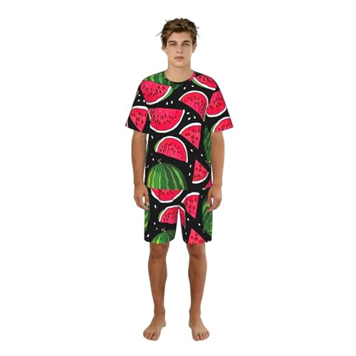 Pyjama homme pastèque léger anti-transpiration pour nuits d'été