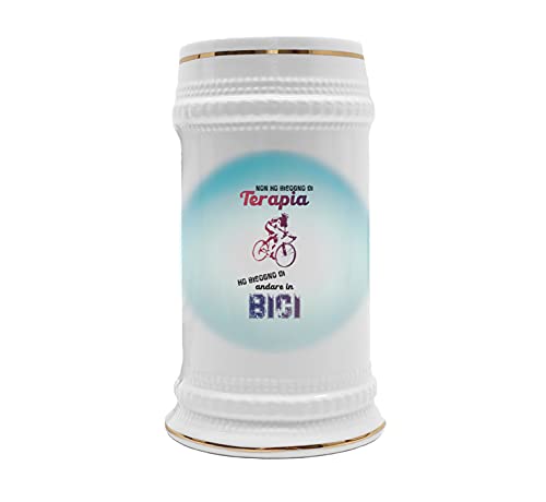 Bulabadoo Boccale da Birra Ciclista Uomo Non Ho Bisogno di Terapia Ho Bisogno di Andare in Bici Boccale in ceramica 500 ML Boccali da Birra Divertenti Regalo Uomo Sportivo Idea Regalo Uomo