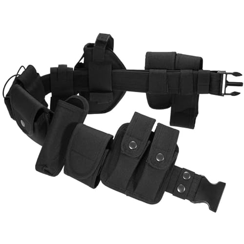 Battle Belt with Accessories 10 in 1 600D Oxford Cloth Utility Belt Adjustable Heavy Duty Combat for Daily Commuting, Hunting, Simulated Training, Black #·2