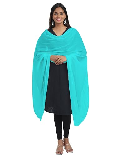 Image of Miraan Solid Pure Cotton Dupatta with Pom Pom Border, 2.25 meters length (DUPCOTTON)