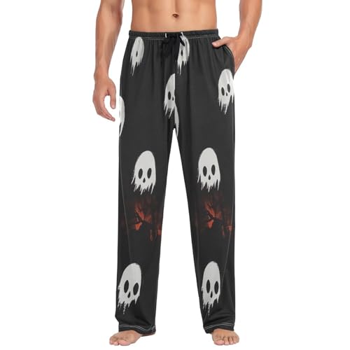 Men's Pajama Pants Spooky Ghosts Halloween Sleep Pajama Lounge Pant with Pockets, Elastic Waistband3