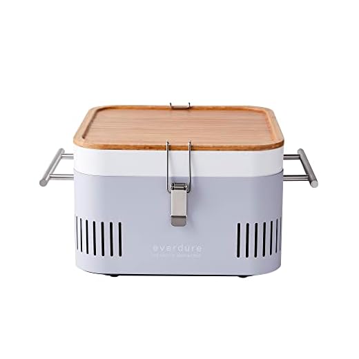 Everdure by Heston Blumenthal Cube Portable Charcoal Grill Perfect for Picnics, Tailgating, Beach, Camping or Tabletop Patio BBQ, Lightweight and Compact, Stone