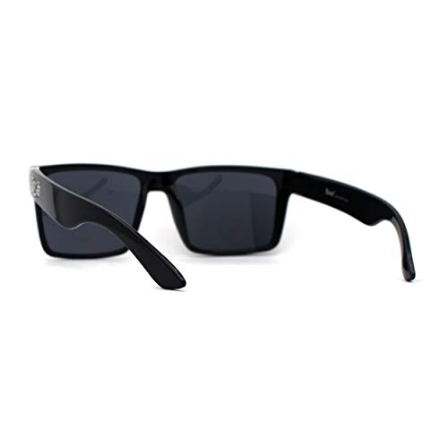 Image of Locs Colored Reflective Black Rectangular Gangster Hardcore Sunglasses