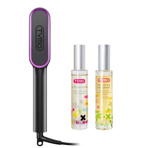 TYMO Ring Hair Straightener Brush + Heat Protectant Spray + Argan Hair Oil Spray