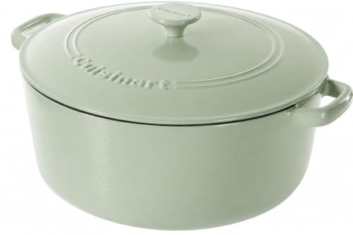 Cuisinart Chef's Classic Enameled Cast Iron Dutch Oven with Lid, Porcelain Enameled Interior, Oven Safe, Induction Compatible, 7-Quart, Round, Mint Green
