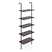 Nathan James Theo 5-Shelf Wood Modern Bookcase, Open Wall Mount Ladder Bookshelf with Industrial Metal Frame, Brown Walnut/Black