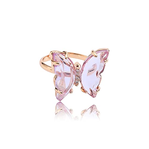 Vembley Gold Plated Purple Crystal Butterfly Ring Set For Women And Girls,Adjustable