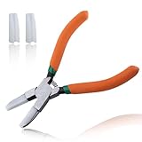LEONTOOL 傷をつけにくい がま口用ペンチ 平ヤットコ 溝なし 平やっとこ ナイロンカバー バネ付 平口リードペンチ がま口 仕上げ専用 樹脂 パーツ 取り替え用パーツ2個付き 差し込み 器具 口金押さえ ジュエリープライヤー アクセサリー 手芸 レザークラフト用 全長134mm 初心者向け DIY 便利工具