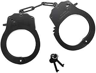 NC JASINCESS Toy Metal Handcuffs with Keys Police Costume Prop Accessories Party Supplies (Black)