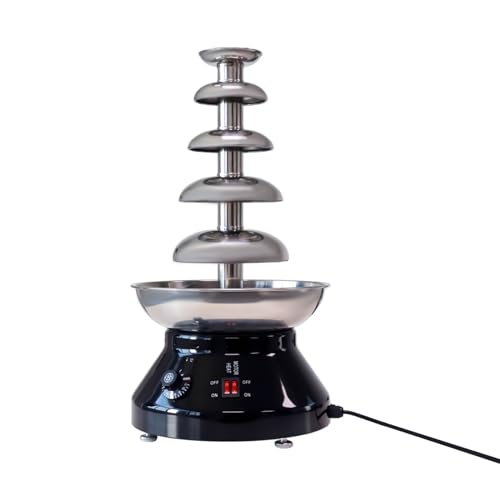 Commercial Chocolate Fountain Machine 5-Tier, 7 Lb Large Capacity Stainless Steel Melting Heater, 3000ml 230w 110v, for Hot Chocolate, Nacho Cheese, Liqueurs Electricfor Wedding, Party (Black)