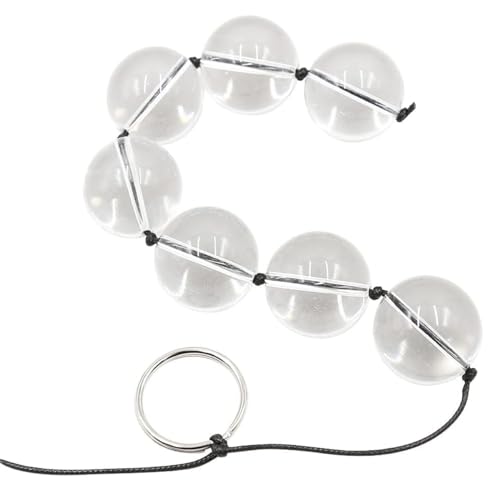 Yojiaco Glass Anal Beads Crystal Butt Plug, 8 Anal Training Beads Anal Chain Sex Toys for Men, Prostate Massager Transparent Beads Vagina Anal Plug Adult Erotic Toys for Women Men (XL: Dia 2.8cm)