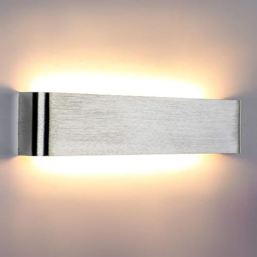 Lightsjoy LED Wandleuchte Innen 18W 40CM Wandlampe Silber Up and Down Moderne Wandbeleuchtung Wandlicht Belechtung Flurlampe Flur für Schlafzimmer Korridor Wohnzimmer Treppe usw Warmweiss
