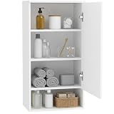 HOMCOM Badezimmerschrank Hängeschrank mit Tür, 40 x 27 x 77 cm Weiß
