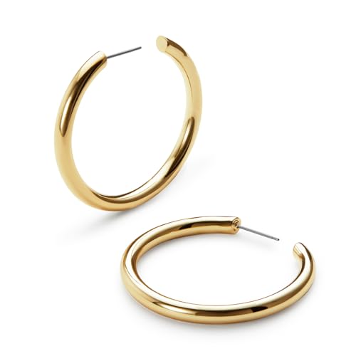 Ana Luisa Tia Medium & Small Gold Hoop Earrings for Women - Chunky 14K Gold Plated Hoops for a Bold Look - Hypoallergenic, Water-Resistant, Tarnish-Free - Stylish and Elegant Everyday Jewelry Earrings