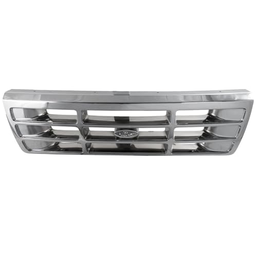 Grille Replacement For Ford F-150 F-250 Bronco 1992 1993 1994 1995 1996 Chrome with Gray FO1200173