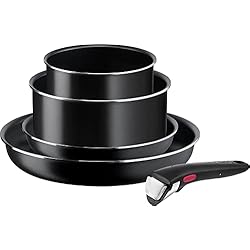 Cazuelas T Fal Tefal Ingenio Easy On - Juego de 2 Sartenes 22/28 cm + 2 Cazos 16/20 cm + Mango extraíble, intercambiable, sartenes antiadherentes, revestimiento titanio, Thermo-signal, apto lavavajillas, horno