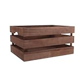 Cabilock Caja Decorativa de Madera Vintage Rústica Mediana 35x25x18 Cm Color Café Listones Abiertos para Fruta y Almacenamiento Multipropósito en Hogar y Comercio