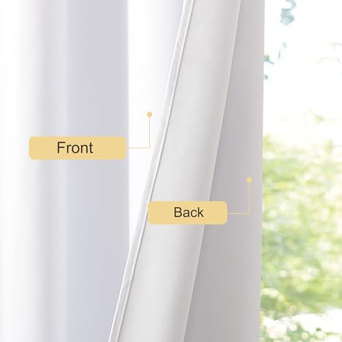 NICETOWN 100% Blackout Window Curtain Panels, Thermal Insulated Full Light Blocking Drapes with White Liner, 84 inches Drop Thermal Insulated Draperies (Pure White, 1 Piece, 66 inch Wide)
