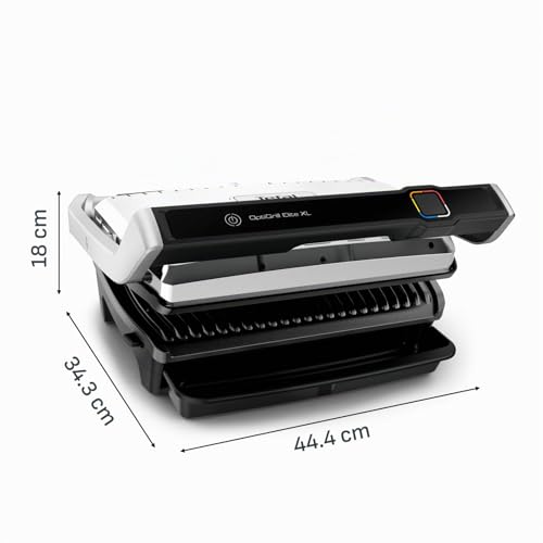 Tefal OptiGrill Elite XL Kontaktgrill, 16 Programme, Digitales Display mit Garstufenanzeige, abnehmbare XL-Platten, Grillboost-Funktion, intuitive Bedienung, Elektrogrill, Edelstahl, GC760D12