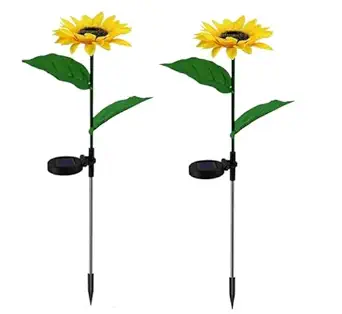 SATMPD Sunflower Outdoor Solar Lights | LED Light | with Flash Mode |Solar Garden Light, Warm Garden Light | Outdoor Decoration | Waterproof | Path Lights for Pots, Balcon, Pathway (Pack of 2)