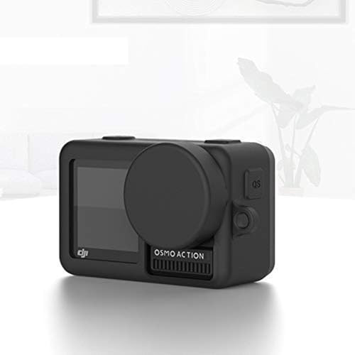 Image of Action Pro Silicone Rubber Case + Lens Protective Cap Cover Compatible with DJI OSMO Action Sports Camera (Black)