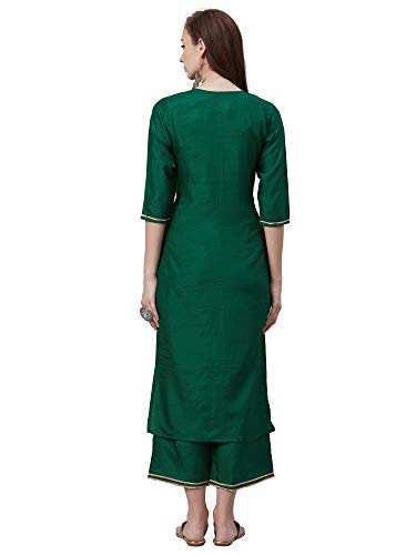 Image of INDO ERA Women's Polyester Solid Straight Kurta with Palazzo Set(IE00KS9GN1886)