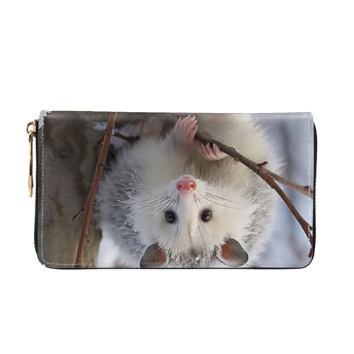 Opossum In Snow Women's Wallet Large Capacity Credit Card Holder Zip Phone Clutch Ladies Travel Purse2
