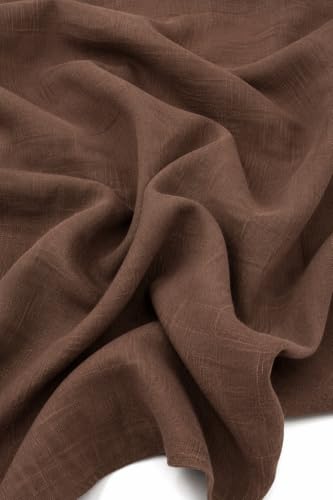 Men's White Linen Shirt, Long Sleeve Button-Down with Coffee Brown - Image 6