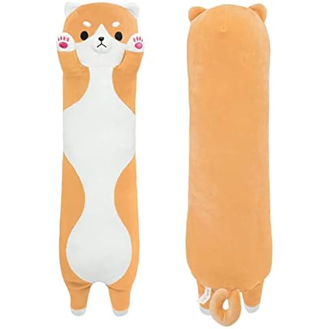 shownicer Plushies, Kawaii Dog Plush Pillow, Plush Shiba Inu, Corgi Stuffed Animals Soft Toy, Fluffy Long Dog Plush, Cuddly Toy, Cuddle Cushion Bed Sofa Chair, Hugging Pillow Gift for Kids Girls Boys Cover