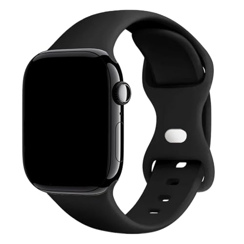 Pulseira Sport Silicone Básica Esportiva Compatível com Apple Watch 38 40 41mm 42 44 45mm (Preto, 38