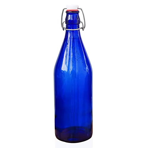 Image of Pure Source India Glass water Bottle Airtight 1000 ml, 1 Piece, Blue