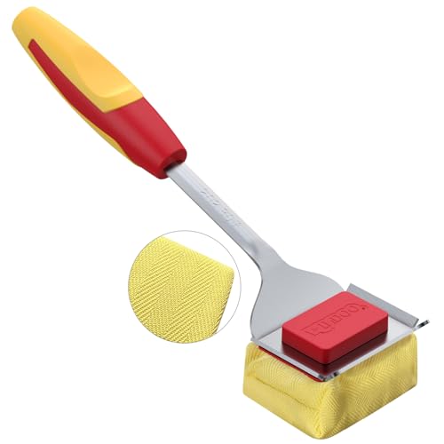 Kindoo Grill Brush with Durable Scraper for Cast Iron （Red）