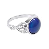 FRCOLOR Anillo Sensor de Temperatura Cambio de Color, Diseño Vintage Redondo, Talla 7, Aleación Resistente, Anillo de Compromiso Femenino para Bodas y Moda Diaria