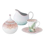 Juego de café de porcelana Fiji - Juego de café de porcelana (15 piezas, para 12 personas)