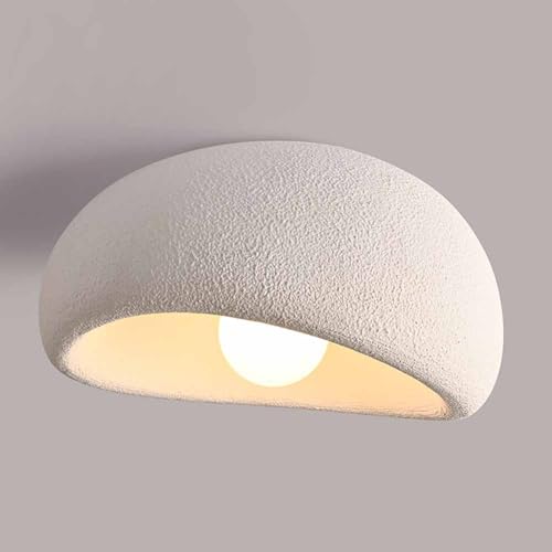 Plafonnier en résine de ciment texturé ovale avec culot E27 pour éclairage intérieur moderne