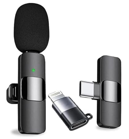 Wireless Microphon* for Youtubers, Vlogging, Singing with Cancelling, Mic, Camera & Phone Recording, Portable Clip-On, Collar/Lavalier Design & Bluetooth