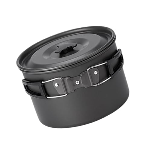 QIEIEI Camping Cook Pots with Lid and Folding Handle Outdoor Cooking Pots Utensils Nonstick Camping Cookware Easy to