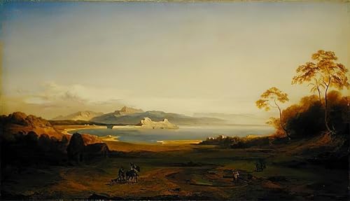 Cuadro pintura al óleo de Corfú por Carl Rottmann, decoración elegante 60x90cm