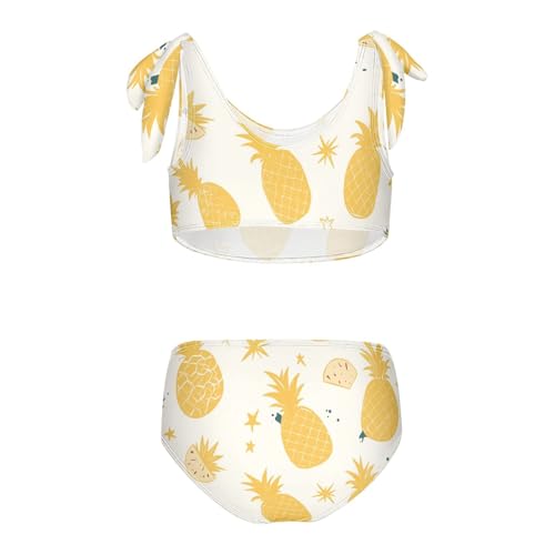 Gold Glitter Pineapples Girls 2 Piece Kids Bikini Set Beach Swimsuit Swimwear Adjustable Strap2