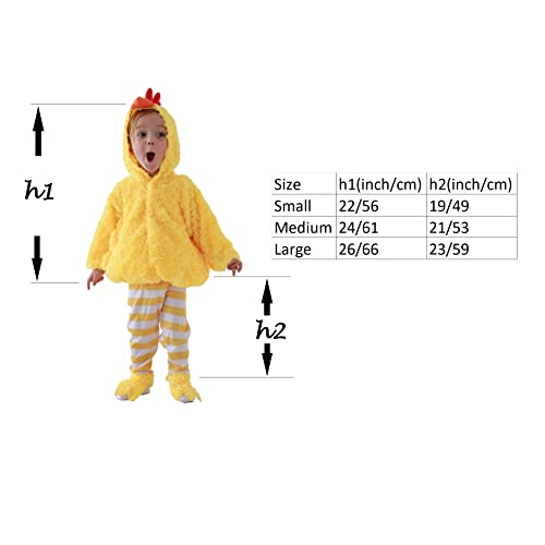 Funivals Chicken Costume For Kids, Easter Plush Stripes Chicken, Small 4-Pcs, Yellow (L(For Height 45"-50")) #TOP5