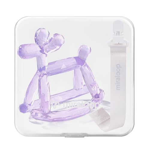 Image of Miraloop Crystal Jelly Baby Teether – Teething Toys 3-6 Months Food Grade Silicone Teether with Storage Box and Pacifier Clip, Safe for Babies (Amethyt Clip+Box)