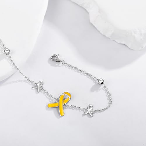 YAFEINI Bring Them Home Bracelet 925 Sterling Silver Yellow Ribbon Bracelet Cancer Awareness Ribbon Bracelets Inspirational Jewelry Gifts for Women Men2