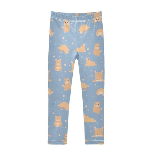 Girls Basic Leggings Baby Girls Pants Cute Hamsters Soft Footless Stretchy Tights Pants 4-10Y