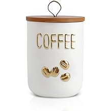 Comeon Ceramic Canister Set with Airtight Seal Bamboo Lid Silicone, 27oz Food Storage Jars for Coffee Sugar Tea, Container Set for Kitchen Pantry Counter Decor Coffee